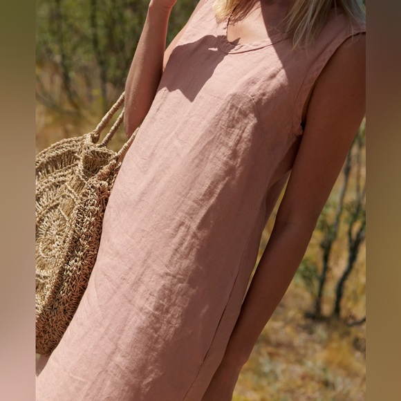 Sauths Dusty Rose Linen Dress Nida - Picture 5 of 7